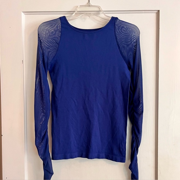 Free People Tops - Intimately Free People Mesh Sleeve Long-Sleeve Top Royal Blue